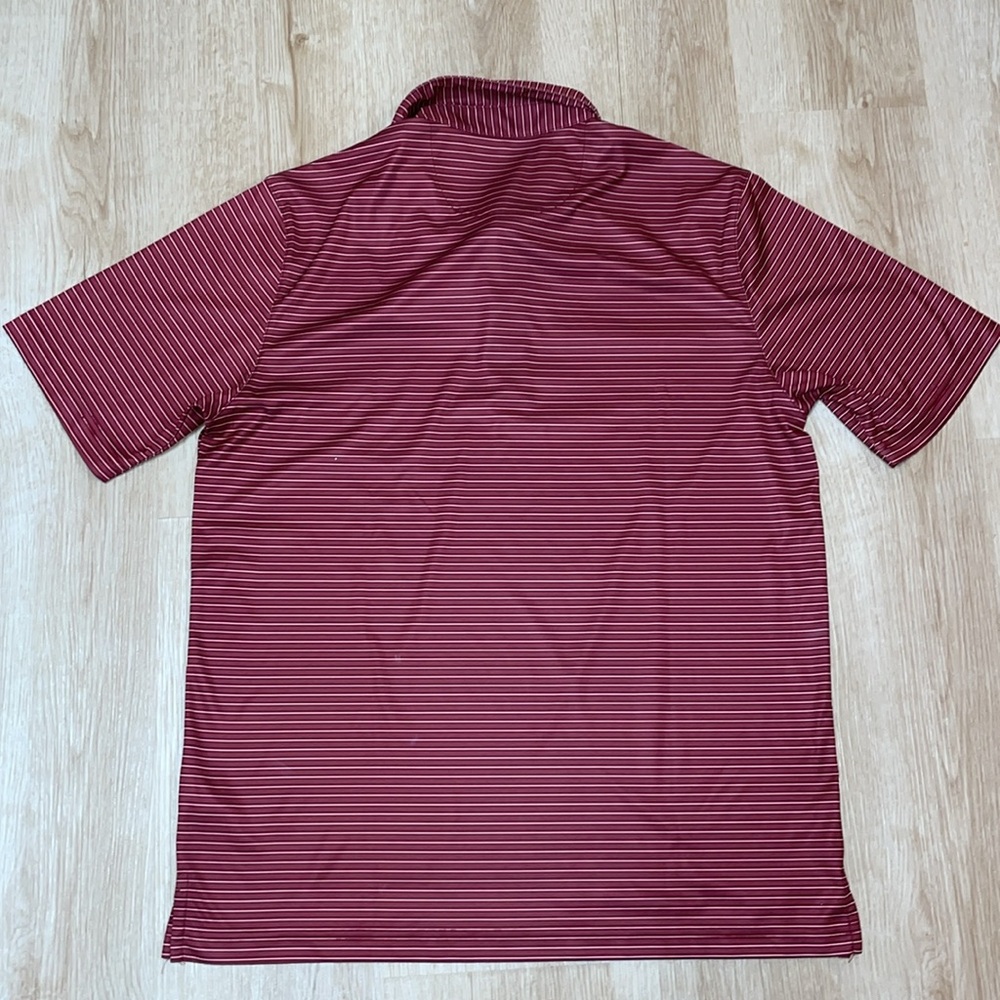 Greg Norman ML75 Dry Fit “Play Dry” Maroon Pink White Striped Golf Polo Shirt - Picture 5 of 5